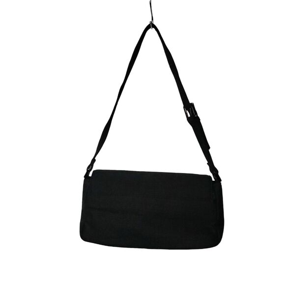 Dark Charcoal Gray Embroirdered Floral WoolBaguette Purse - Picture 3 of 5